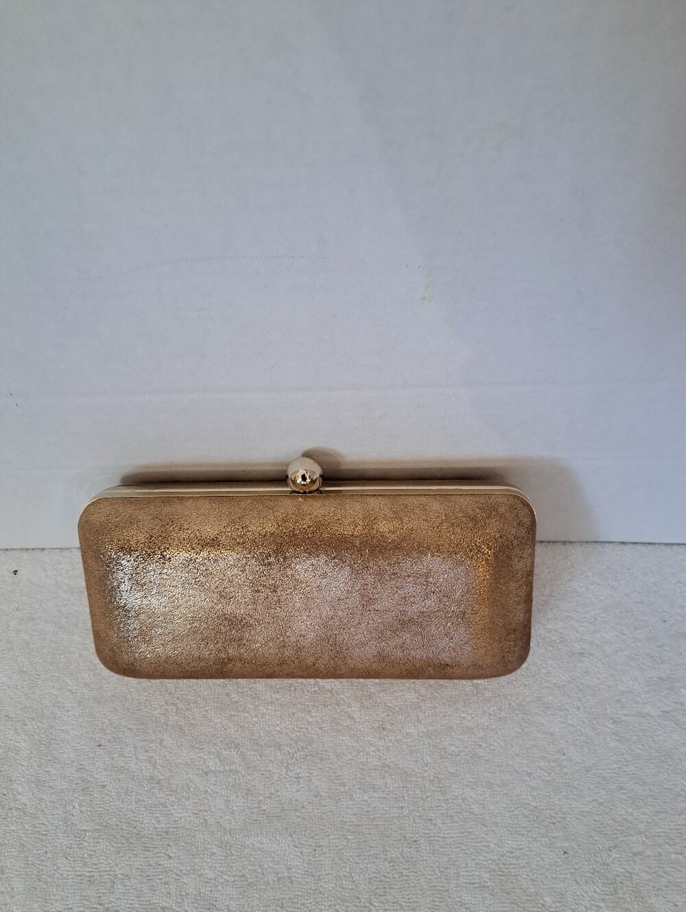 White House Black Market Gold Leather Clutch Or Crossbody With Chain